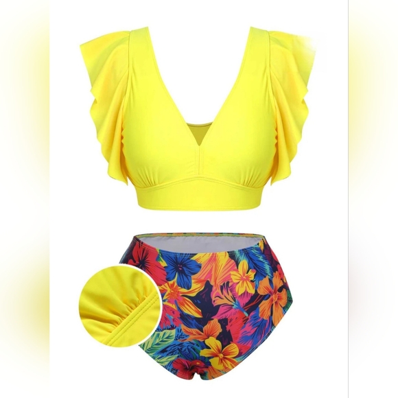 New, Tropical Hawaiian print swimsuit womens bathing suit XXL - Picture 5 of 8